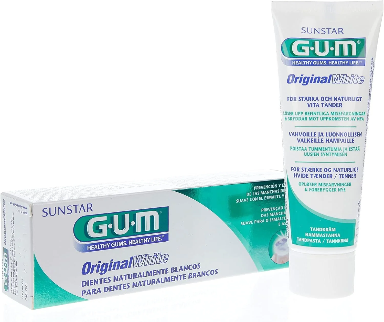 خمیر دندان سفید کننده اورجینال گام - تسکین دهنده دندان های حساس - از بین برنده پلاک - ضد باکتری - از بین برنده بوی بد دهان - بازگرداننده سفیدی طبیعی دندان ها - ملایم برای لثه - جلوگیری از ایجاد لکه های جدید - 75 میلی لیتر (بسته 2 عددی)