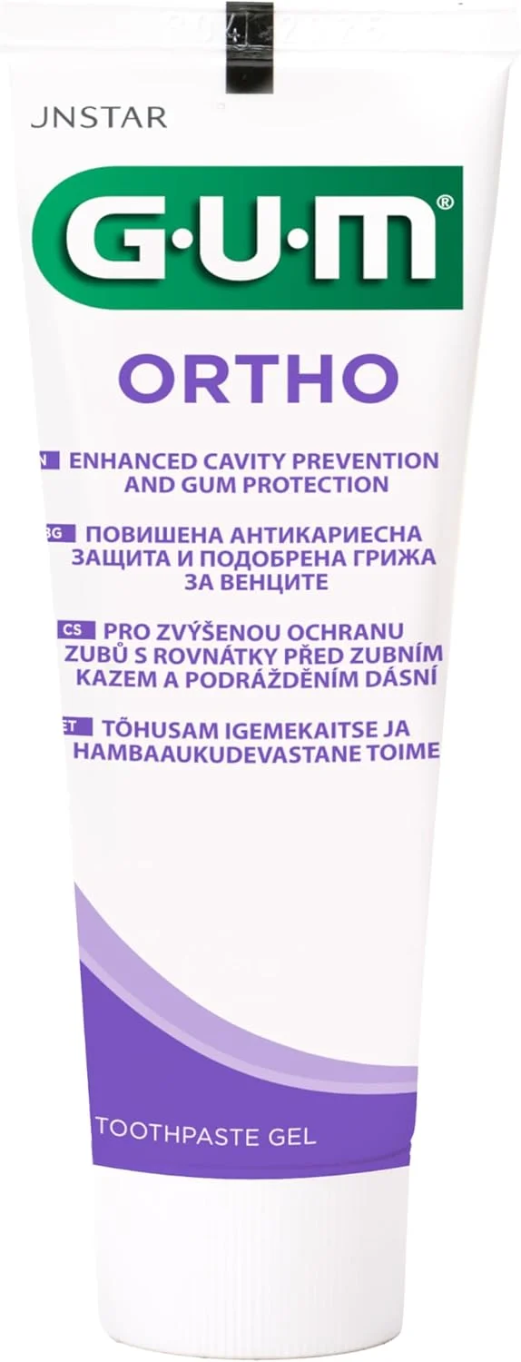 خمیر دندان ارتودنسی GUM® ORTHO | طراحی شده مخصوص استفاده کنندگان از بریس | کاهش تجمع پلاک | تقویت مینای دندان | طعم نعناع | 6x75