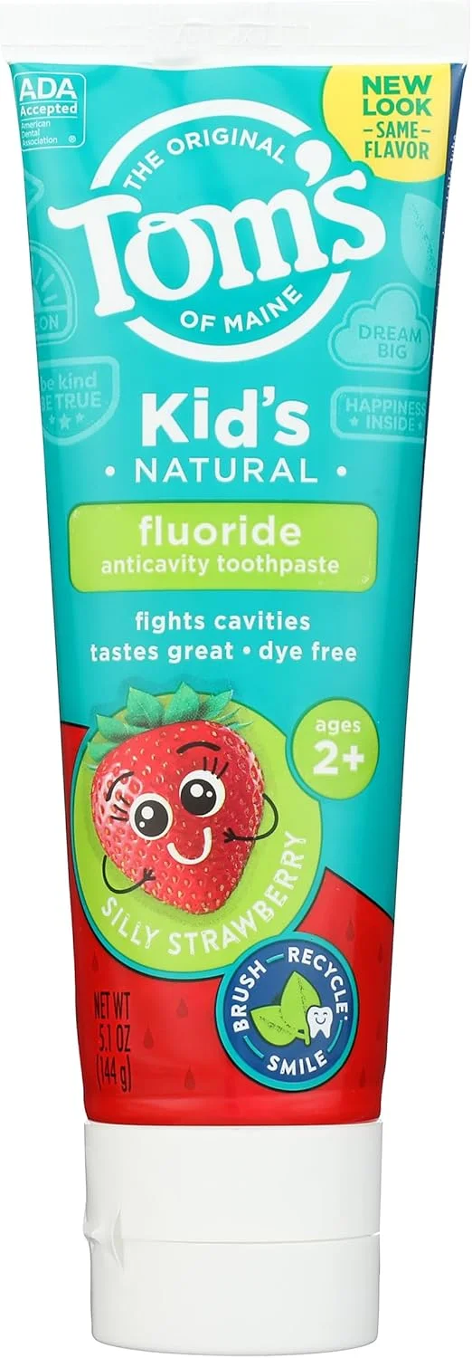 خمیر دندان کودکانه طبیعی حاوی فلوراید Tom's of Maine، توت فرنگی، 144 گرم (فرمول اصلی)