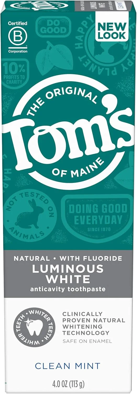 خمیر دندان سفید کننده طبیعی تامز آف مین با فلوراید، نعناع تمیز، 133 گرم (بسته بندی ممکن است متفاوت باشد)