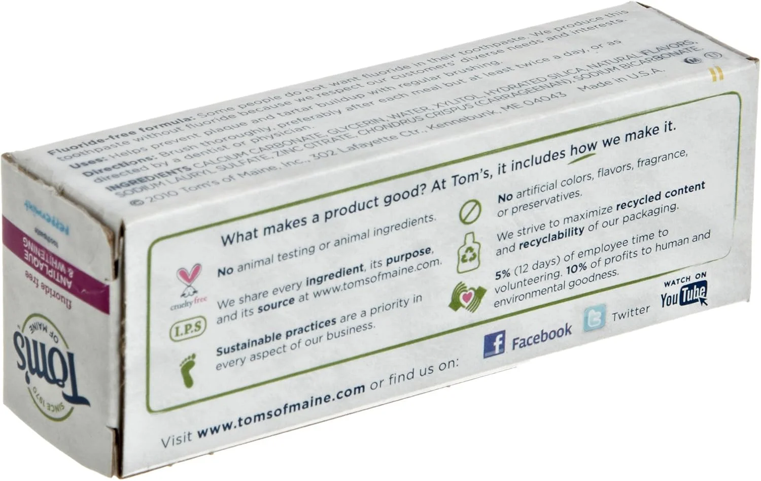 خمیر دندان ضد پلاک و کنترل جرم به همراه سفید کننده نعنایی تامز آف مین، سایز مسافرتی 28 گرم