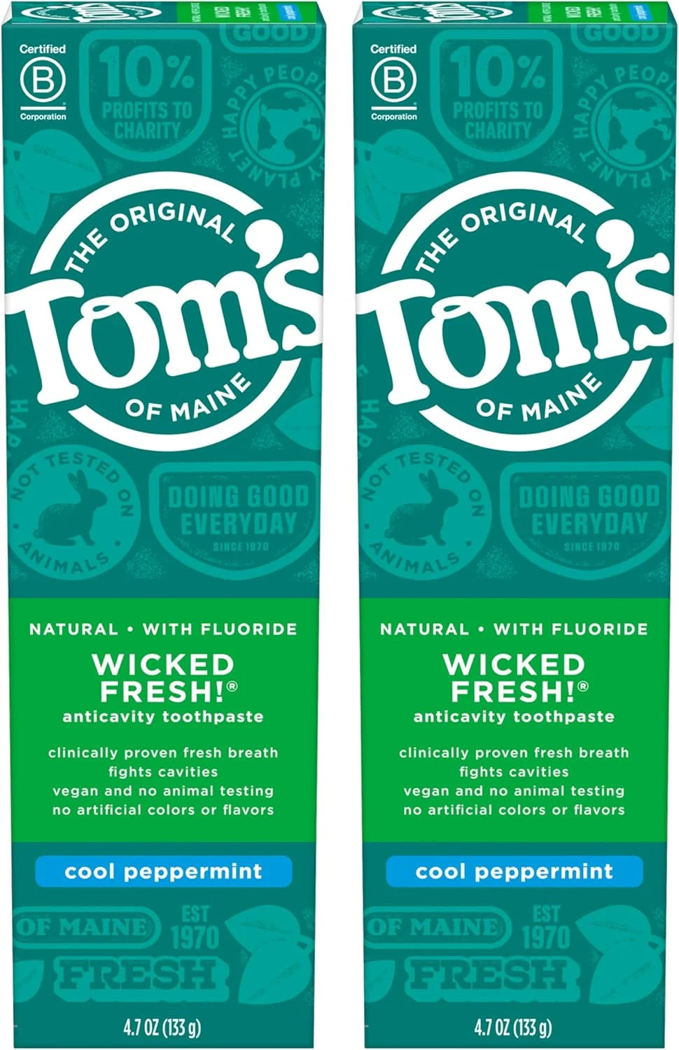 خمیر دندان طبیعی حاوی فلوراید نعناع خنک تامز آف مین، 133 گرم (بسته 2 عددی)