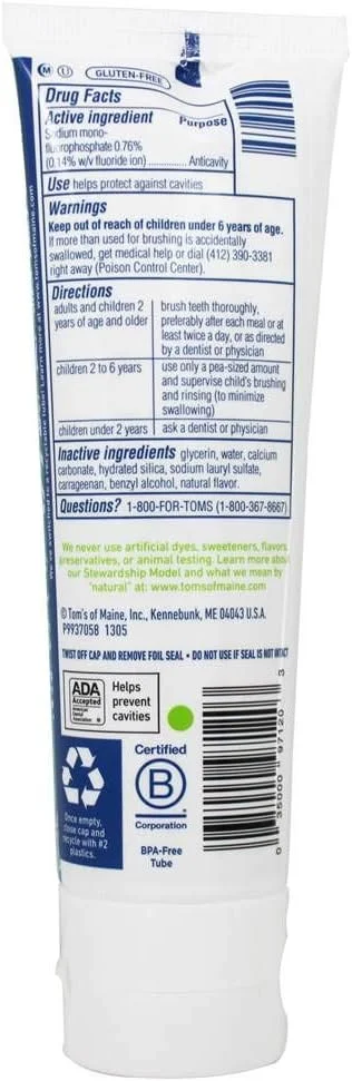 خمیر دندان ضد پوسیدگی کودکانه Tom's of Maine با طعم نعنا ملایم 144 گرم