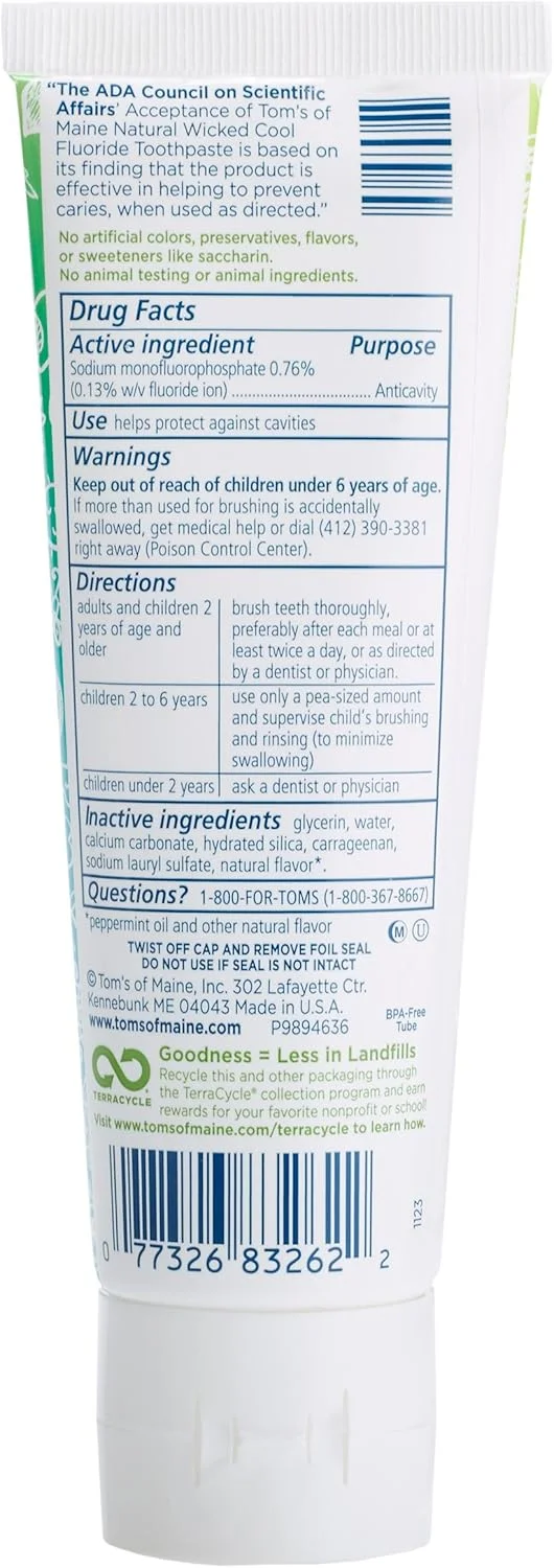 خمیر دندان طبیعی کودکان تومز آف مین با طعم نعناع ملایم، 119 گرم (بسته 6 عددی)