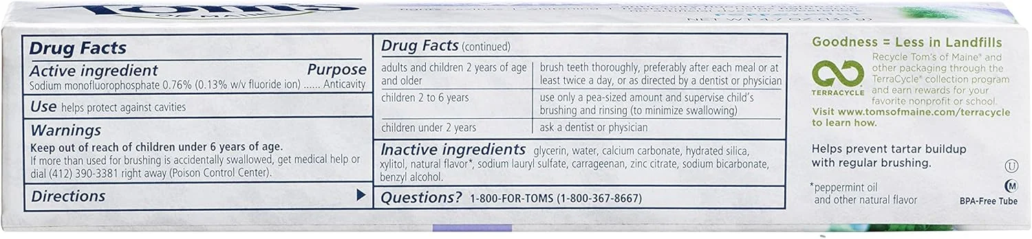 خمیر دندان کامل حاوی فلوراید نعناعی تامز آف مین، 133 گرم (بسته 2 عددی)