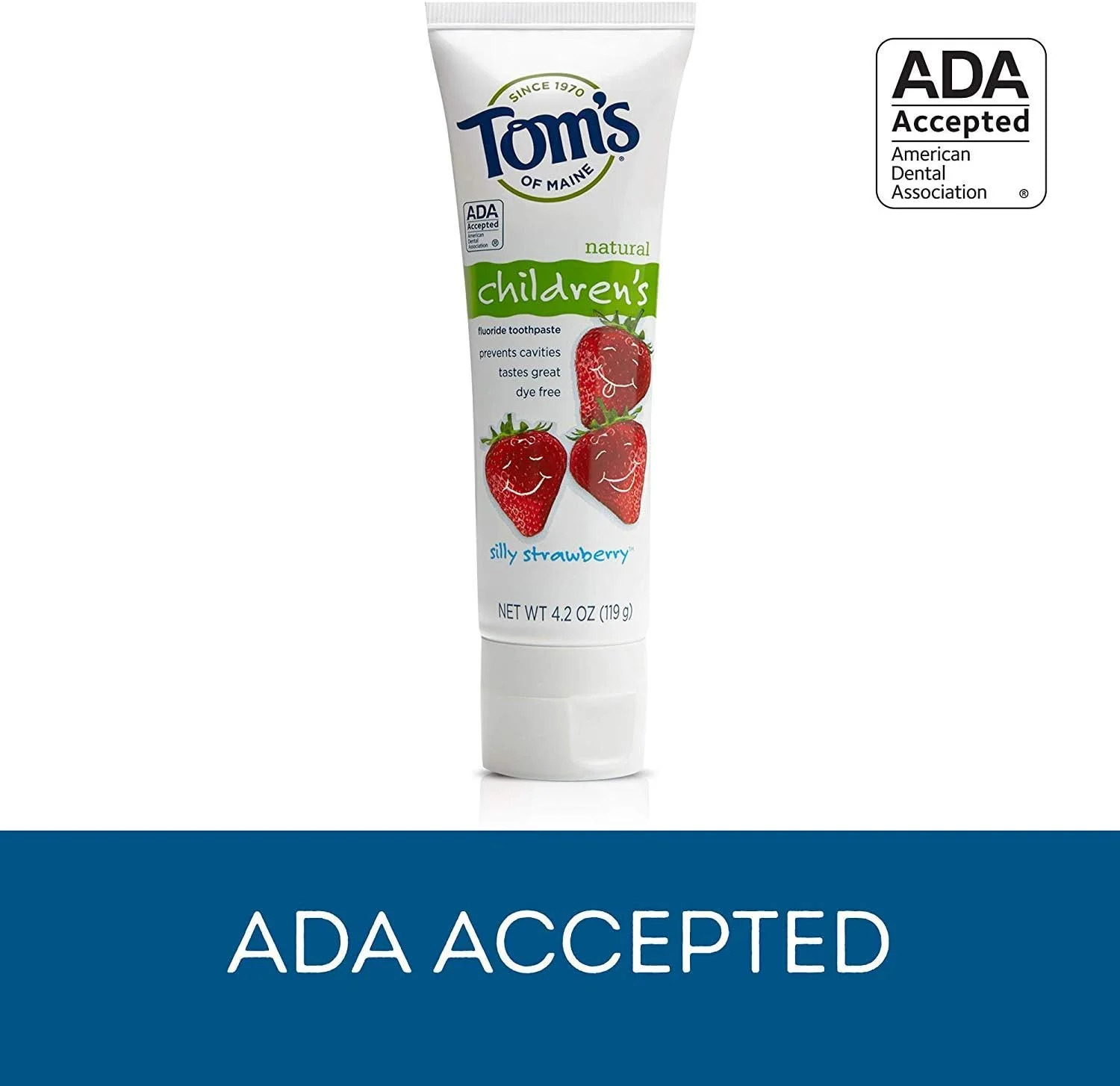 خمیر دندان کودکانه با طعم توت فرنگی تامز آف مین، 119 گرم - 6 عدد در هر بسته.