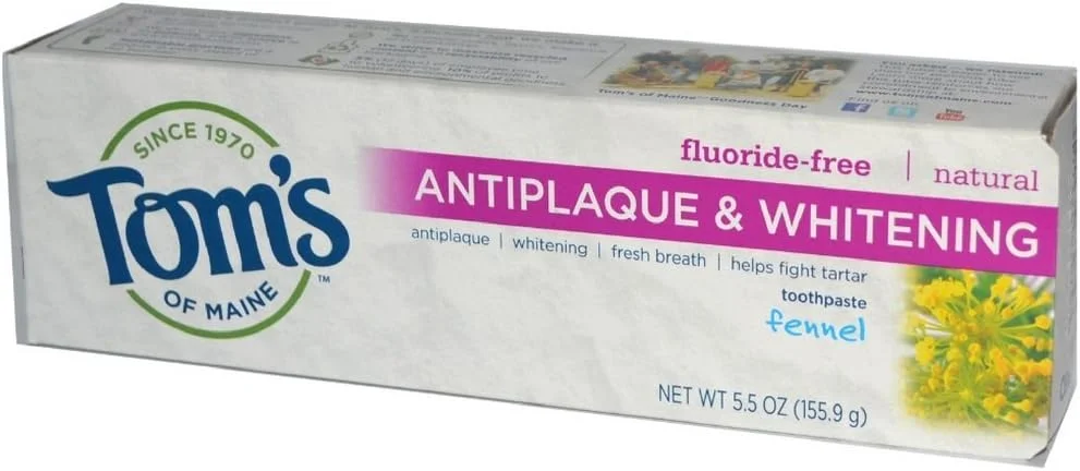 خمیر دندان ضد پلاک و سفید کننده بدون فلوراید طبیعی Tom's of Maine، رازیانه 156 گرم (بسته 10 عددی)