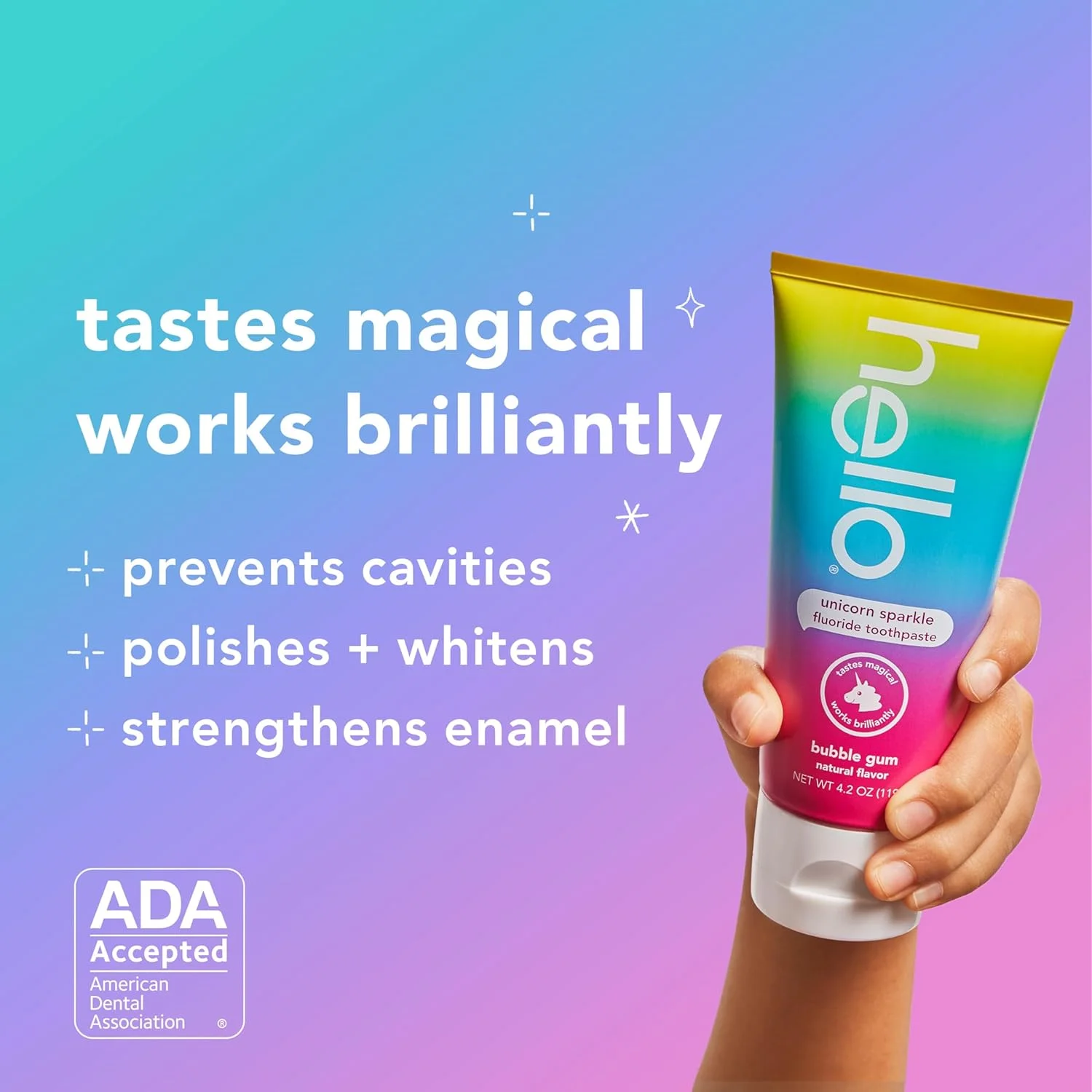 خمیر دندان کودکانه یونیکورن درخشان با فلوراید، طعم آدامس بادکنکی طبیعی، مورد تایید ADA، مناسب برای کودکان 2 سال به بالا، بدون شیرین کننده های مصنوعی، بدون SLS، بدون گلوتن، وگان، بسته 3 عددی، تیوب 119 گرمی خمیر دندان کودکانه یونیکورن درخشان با فلوراید، طعم آدامس بادکنکی طبیعی، مورد تایید ADA، مناسب برای کودکان 2 سال به بالا، بدون شیرین کننده های مصنوعی، بدون SLS، بدون گلوتن، وگان، بسته 3 عددی، تیوب 119 گرمی