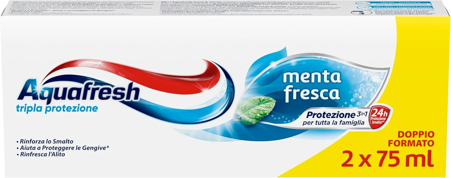 خمیر دندان محافظت سه گانه آکوافرش با طعم نعناع تازه ۲ عدد ۷۵ میلی لیتر