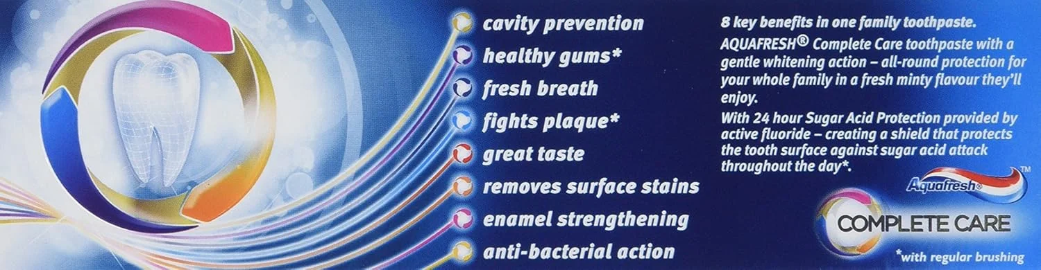 خمیر دندان محافظت کامل آکوافرش، ۷۵ میلی لیتر، سفید کننده، بسته ۶ عددی