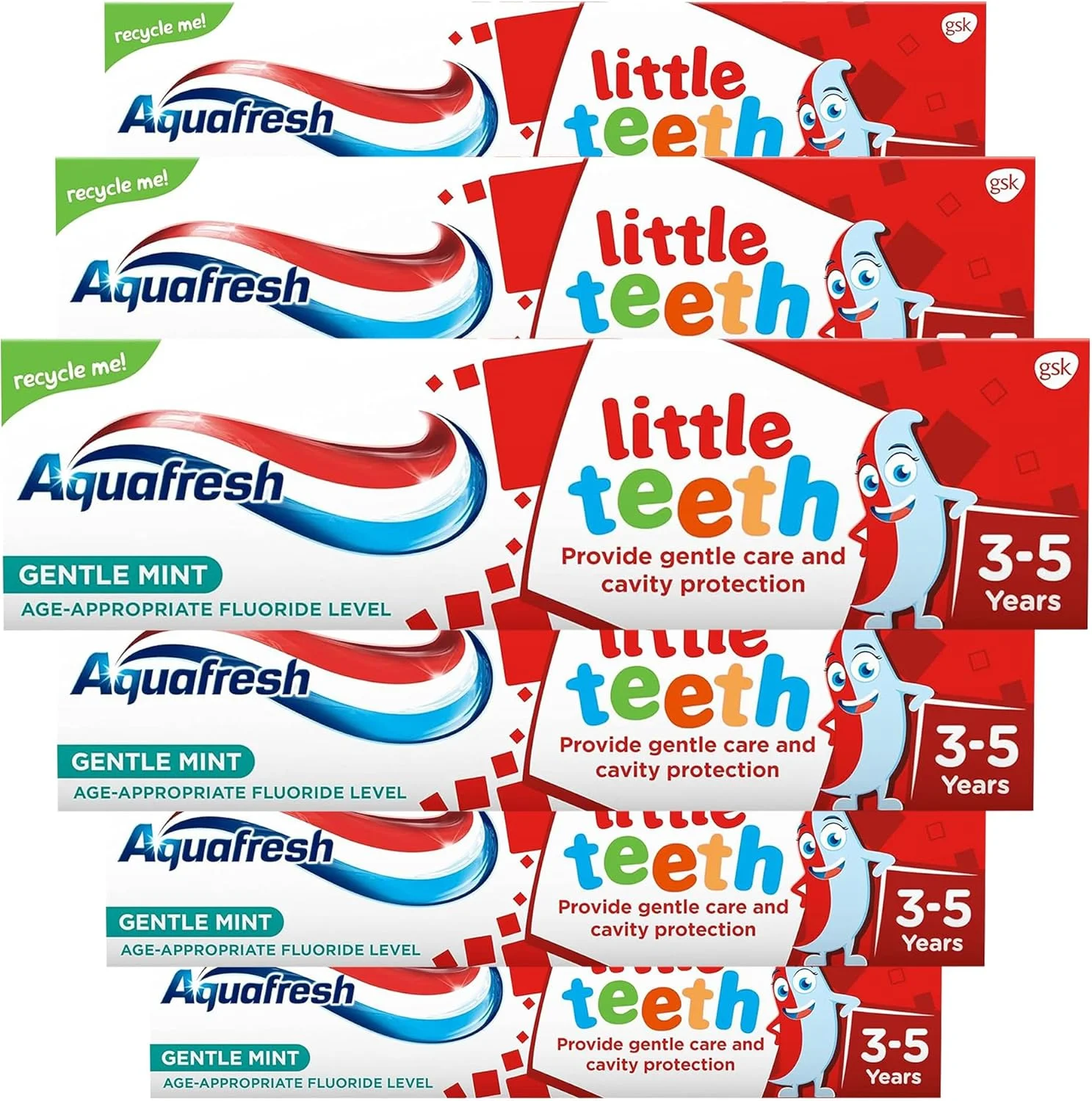 خمیر دندان کودک آکوافرش مناسب 3-5 سال 50 میلی لیتر (بسته 6 عددی)