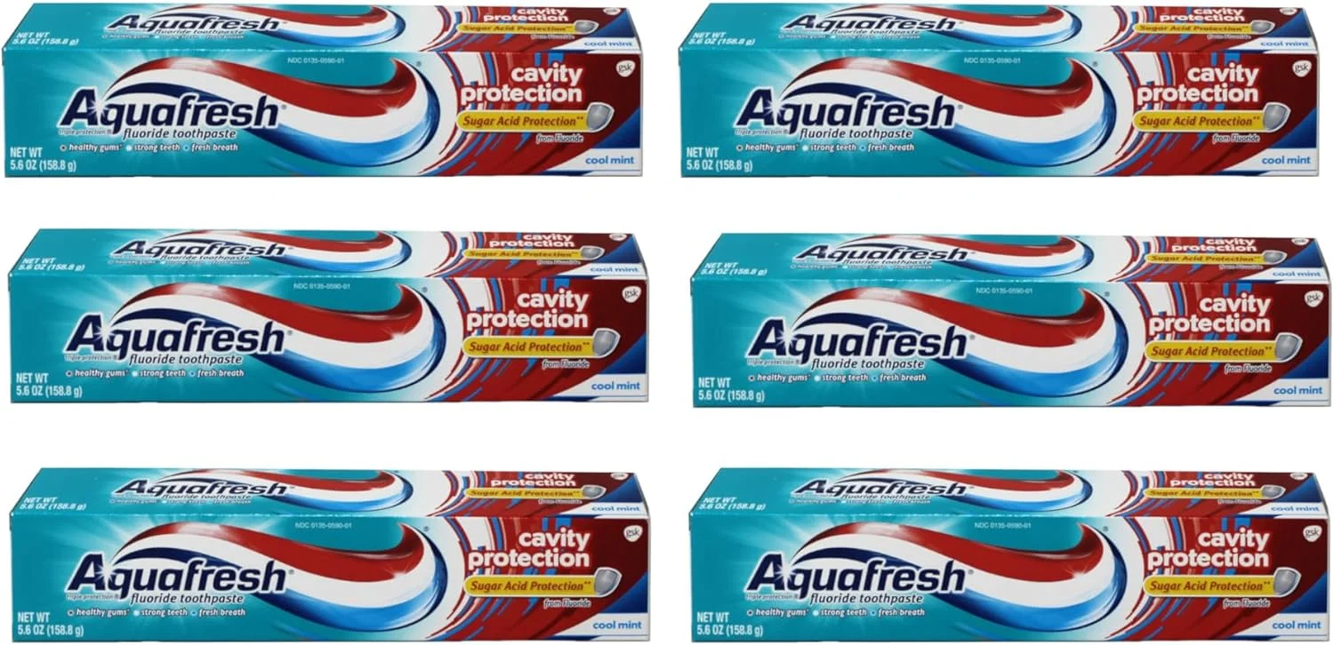 خمیر دندان محافظت از دندان Aquafresh با طعم نعناع خنک، 158 گرم (بسته 6 عددی)