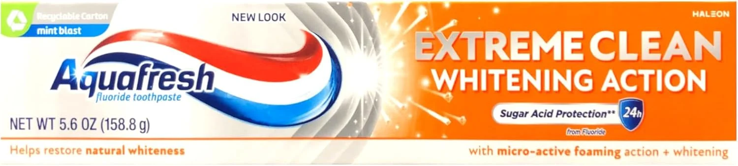 خمیر دندان حاوی فلوراید Aquafresh Extreme Clean با عملکرد سفید کنندگی برای محافظت از دندان ها، بسته دوقلو 158 گرمی (دو تیوب 158 گرمی)