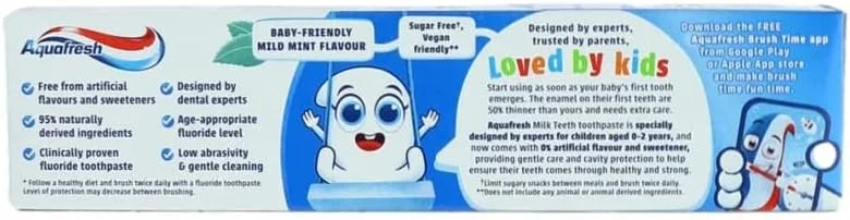 خمیر دندان کودک آکوافرش مناسب 0-3 سال 50 میلی لیتر