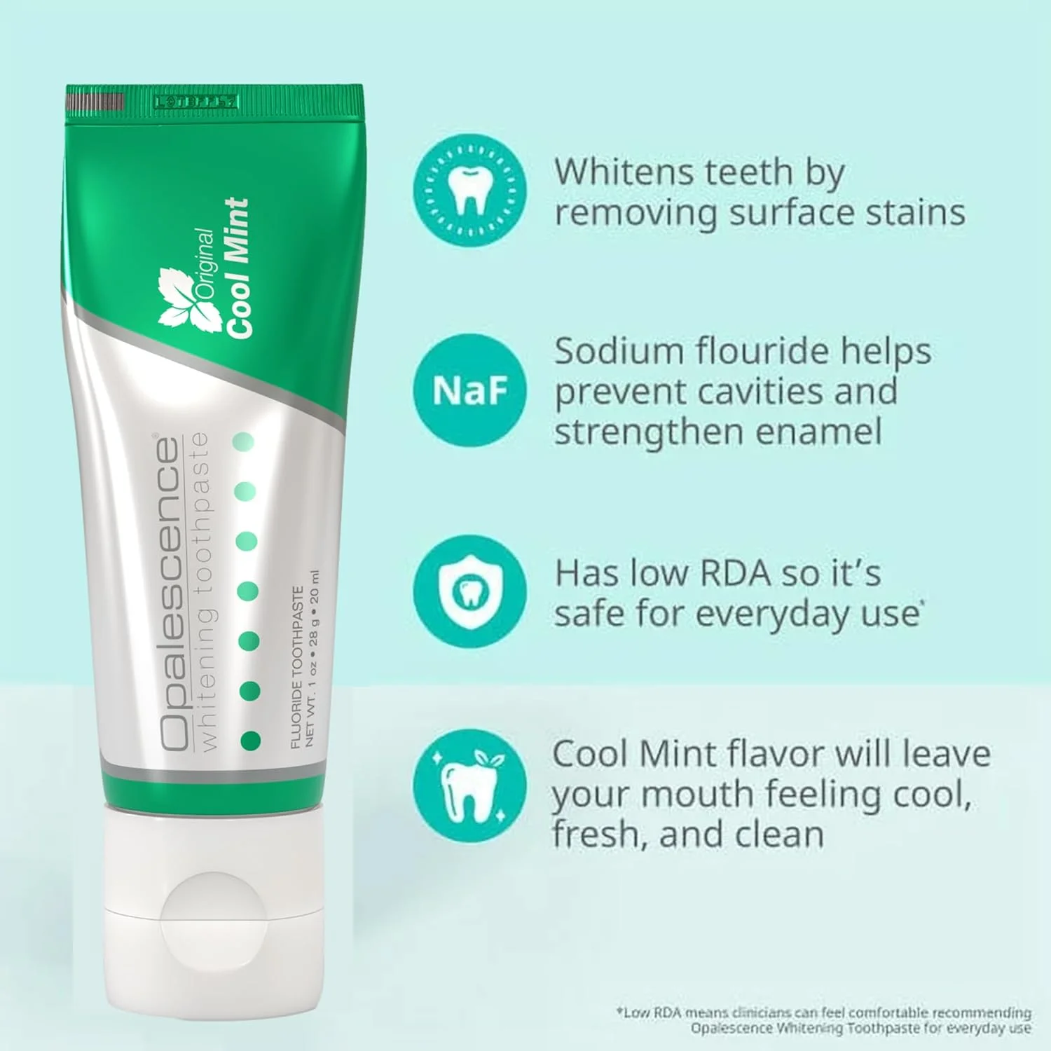 خمیر دندان سفید کننده اپالسنس با طعم نعناع خنک و فلوراید، 28 گرم (بسته 2 عددی)