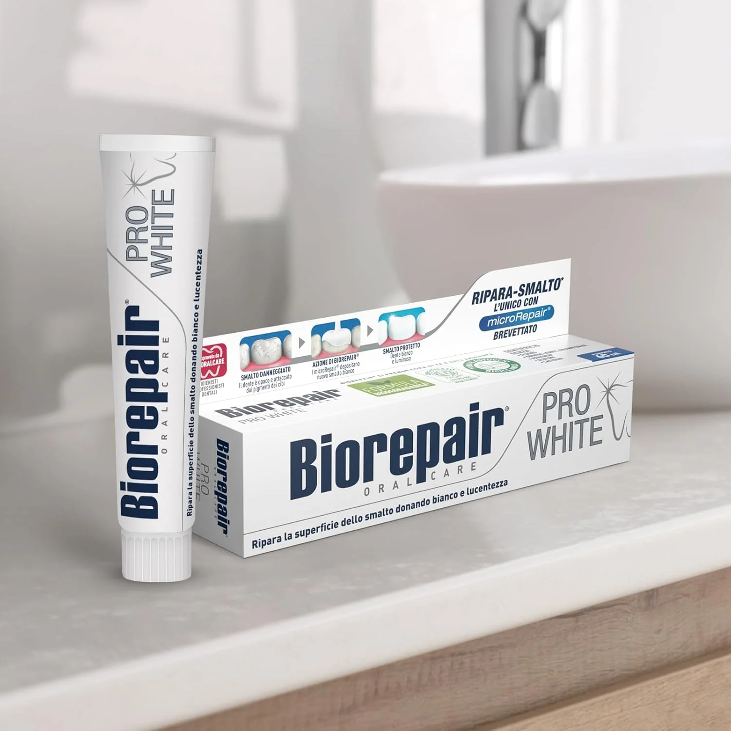 Biorepair، خمیر دندان Pro White، خمیر دندان روشن کننده با فناوری پلیمر PVP، مینای دندان و جرم را برای دندان های سفید و درخشان ترمیم می کند، 75 میلی لیتر