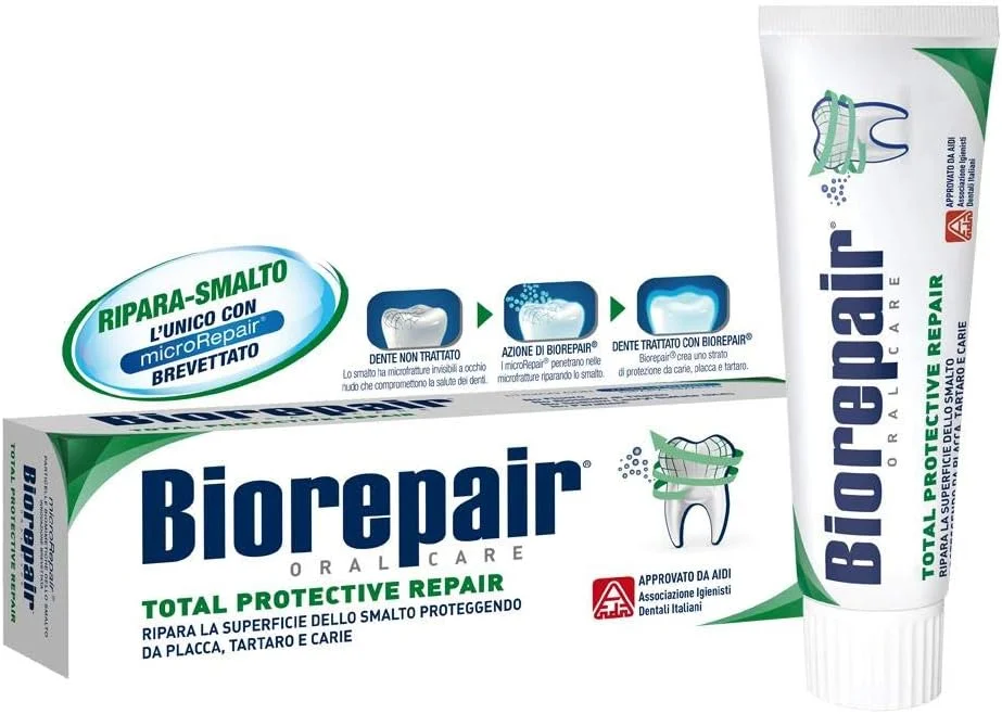خمیر دندان محافظتی کامل Biorepair با microRepair، حجم 75 میلی لیتر [محصول وارداتی ایتالیا]