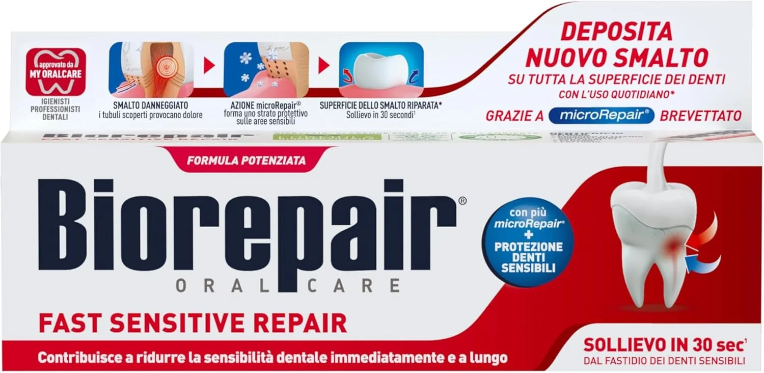 خمیر دندان ترمیم کننده سریع دندان های حساس بایوریپیر - کاهش حساسیت دندان و تسکین درد دندان های حساس در 30 ثانیه، محافظت و ترمیم کننده، بدون فلوراید، 75 میلی لیتر