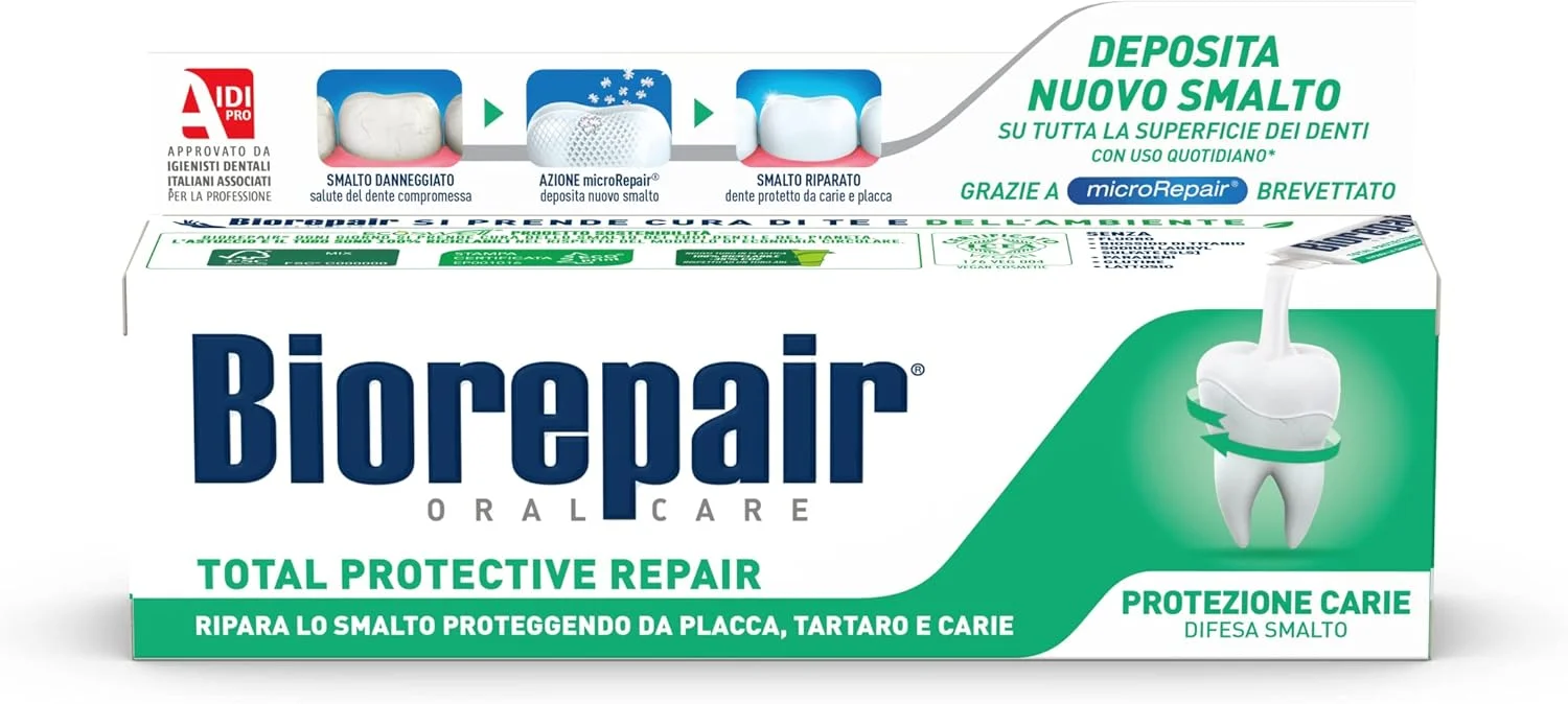 خمیر دندان محافظتی کامل Biorepair با microRepair، حجم 75 میلی لیتر [محصول وارداتی ایتالیا]