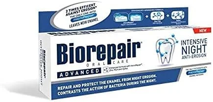 Biorepair 4 عددی - خمیر دندان ترمیم کننده شبانه 75 میلی لیتر محافظت از مینای دندان، ترمیم تدریجی حفره ها، ترمیم ذرات ریز، محافظت از مینای دندان و کمک به جلوگیری از پوسیدگی