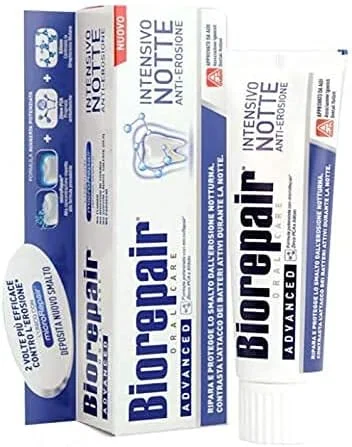 Biorepair 4 عددی - خمیر دندان ترمیم کننده شبانه 75 میلی لیتر محافظت از مینای دندان، ترمیم تدریجی حفره ها، ترمیم ذرات ریز، محافظت از مینای دندان و کمک به جلوگیری از پوسیدگی