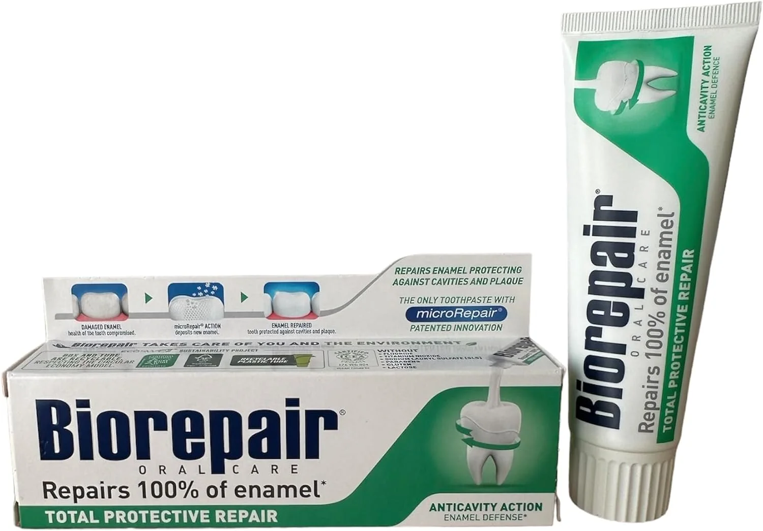 خمیر دندان محافظت کامل Biorepair با microRepair، فرمول جدید - تیوب 75 میلی لیتری (بسته 2 عددی) [محصول وارداتی ایتالیا]