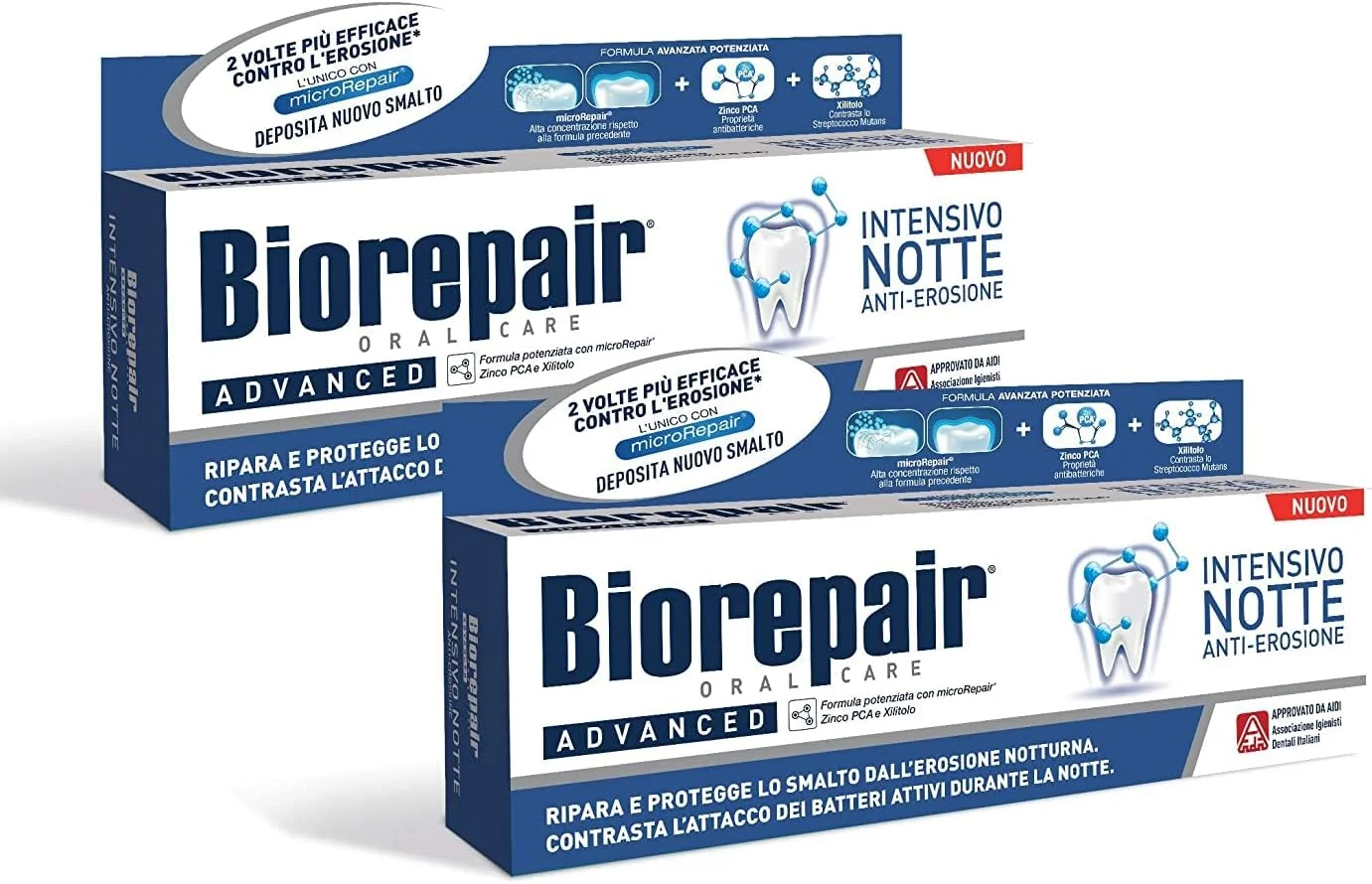 Biorepair Coswell S.p.A. : خمیر دندان شبانه (ترمیم شبانه فشرده) با microRepair * حجم 75 میلی لیتر * [محصول وارداتی ایتالیایی]