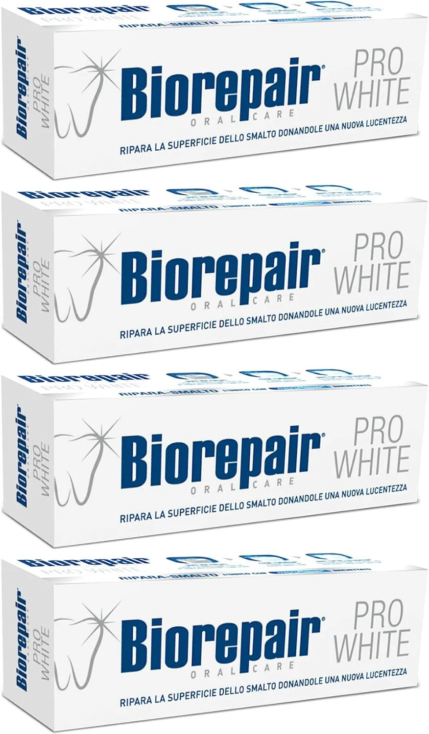 خمیر دندان سفید کننده "Pro White" بایوریپیر با microRepair - بسته 4 عددی تیوپ 75 میلی لیتری [محصول وارداتی ایتالیا]