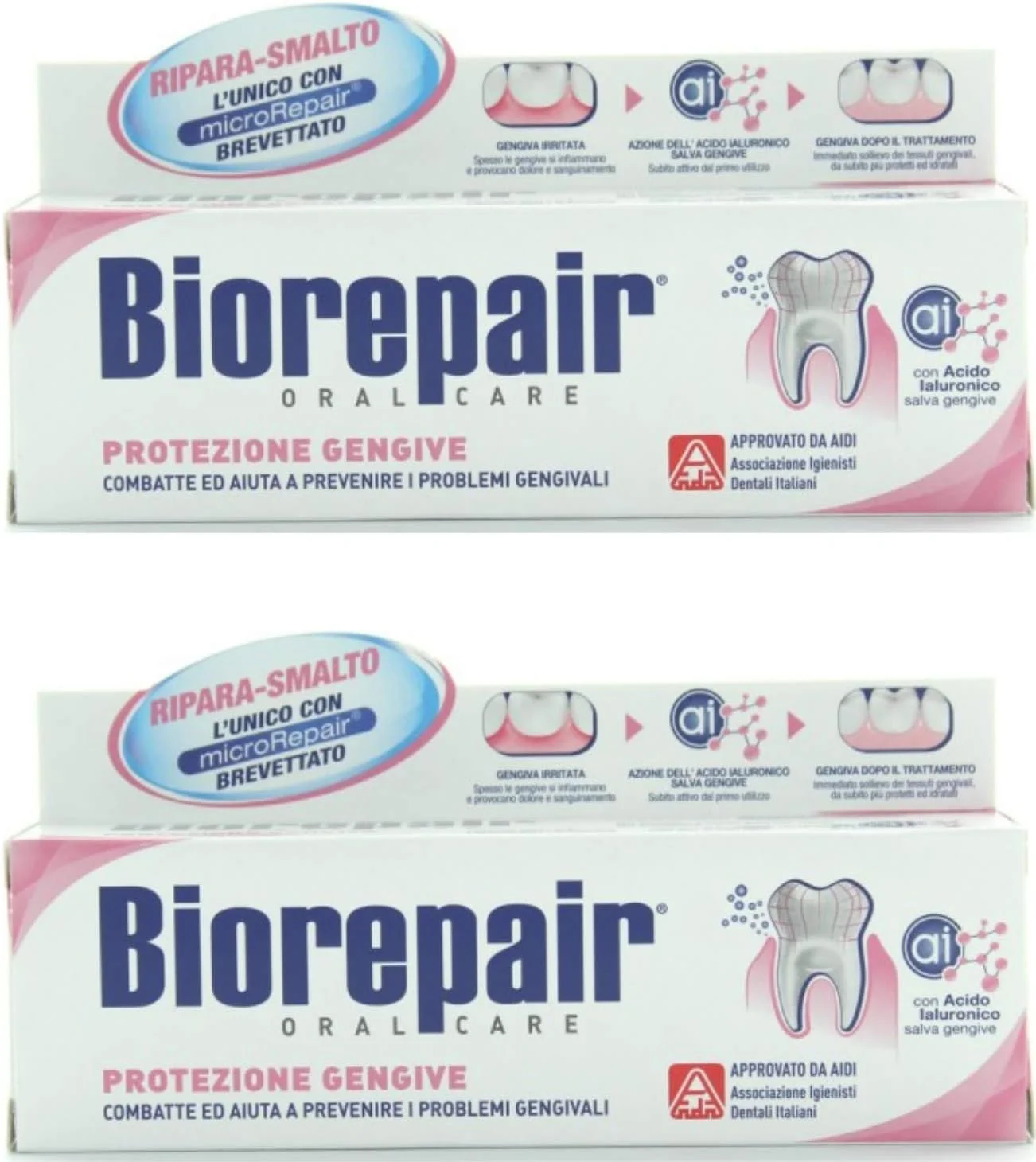 خمیر دندان محافظ لثه Biorepair با microRepair، فرمول جدید - تیوب 75 میلی لیتری (بسته 2 عددی) [وارداتی از ایتالیا]