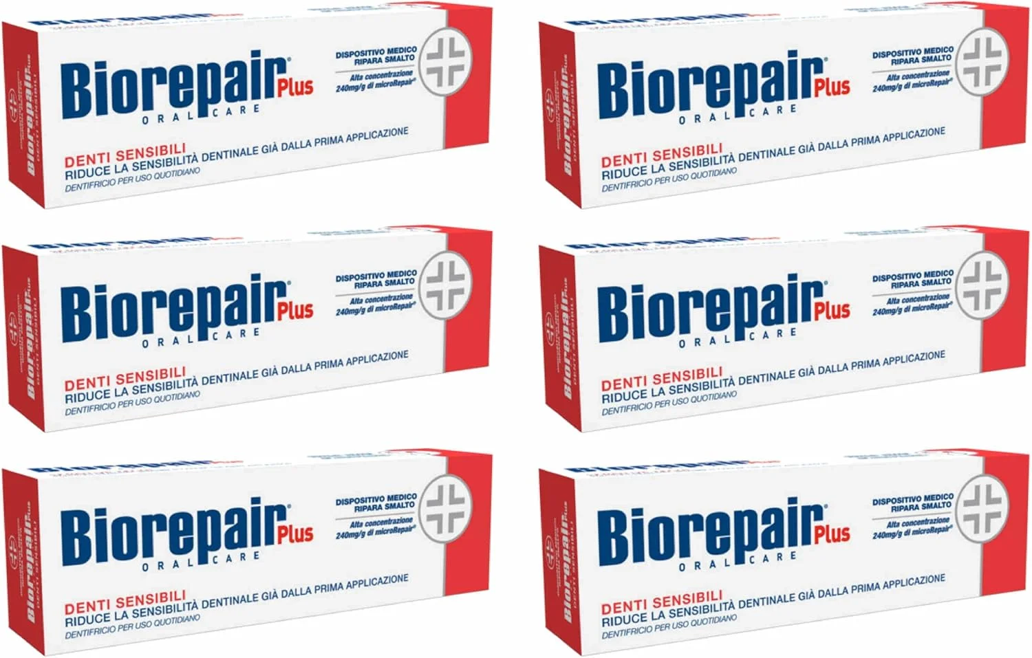 خمیر دندان روزانه برای دندان های حساس بایوریپیر - 75 میلی لیتر (بسته 6 عددی) [محصول وارداتی ایتالیا]