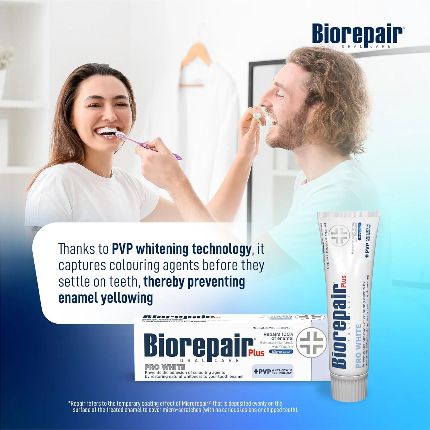خمیر دندان Biorepair Plus Pro حجم 75 میلی لیتر، سفید کننده - تصویر 2 خمیر دندان Biorepair Plus Pro حجم 75 میلی لیتر، سفید کننده - تصویر 2