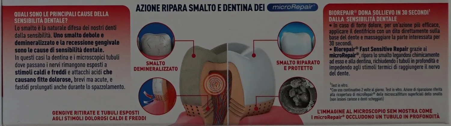 خمیر دندان "ترمیم سریع دندان های حساس" بایوریپیر با microRepair، فرمول جدید - تیوب 75 میلی لیتری (بسته 3 عددی) [محصول وارداتی ایتالیا]