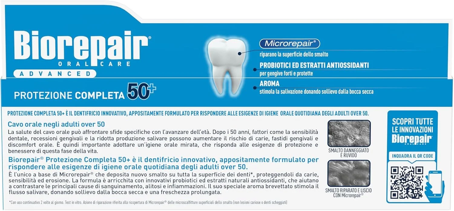 خمیر دندان کامل Biorepair Prot مناسب +50، 75 میلی لیتر (بسته 12 عددی)