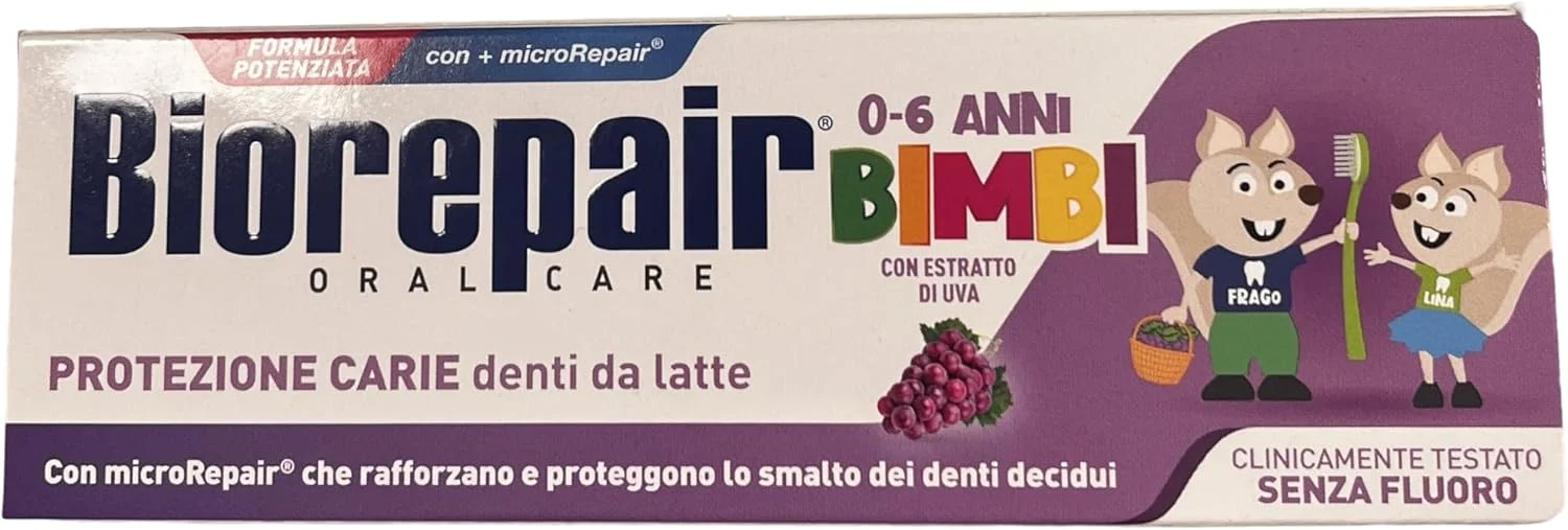 خمیر دندان کودک بایوریپیر مناسب 0-6 سال با طعم انگور 50 میلی لیتر، بسته 3 عددی