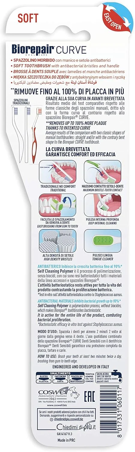 مسواک حساس Biorepair با برس نرم، بسته 12 عددی