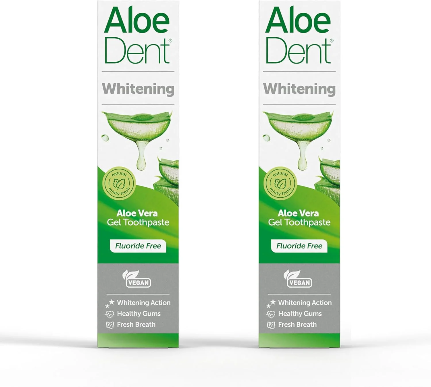 خمیر دندان سفید کننده آلوئه ورا AloeDent بدون فلوراید 2 عدد 100 میلی لیتر - نعناع طبیعی، بدون SLS، دندان های سفید طبیعی و لثه های سالم، وگان خمیر دندان سفید کننده آلوئه ورا AloeDent بدون فلوراید 2 عدد 100 میلی لیتر - نعناع طبیعی، بدون SLS، دندان های سفید طبیعی و لثه های سالم، وگان