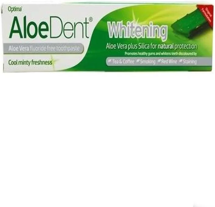 خمیر دندان سفید کننده آلوئه دنت 100 میلی لیتر حاوی آلوئه ورا و سیلیکا، بدون فلوراید