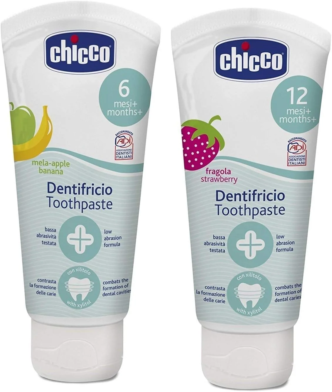 خمیر دندان کودک چیکو با طعم سیب-موز (50 میلی لیتر) و توت فرنگی (50 میلی لیتر) بسته ترکیبی (100 میلی لیتر)