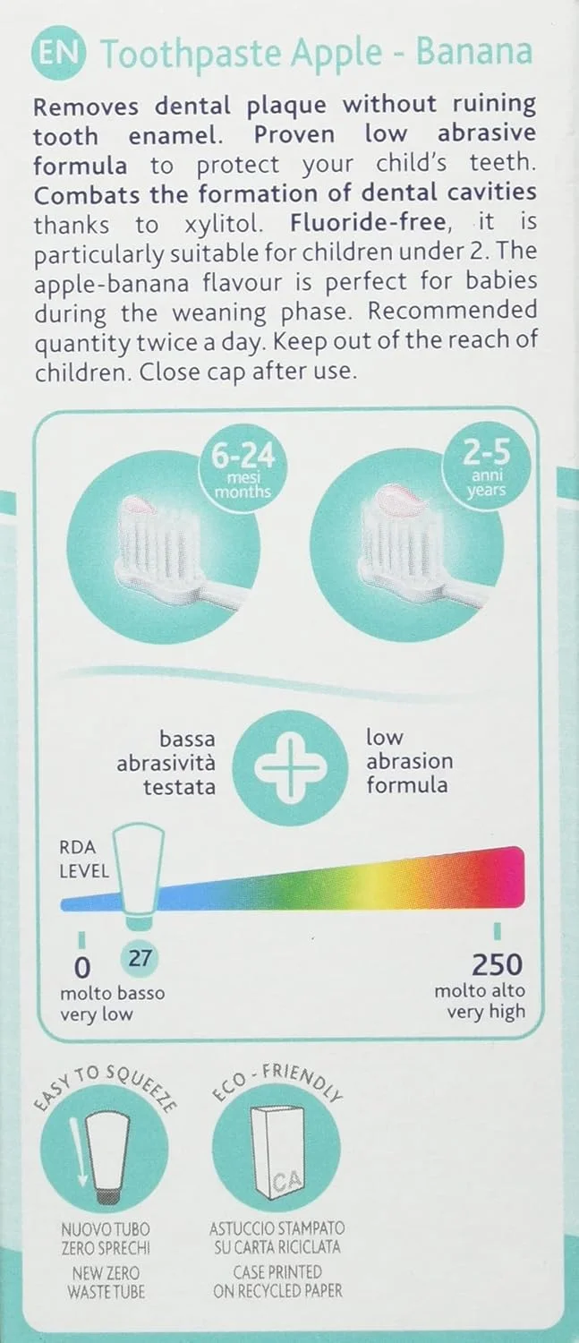 خمیر دندان کودک چیکو با طعم سیب و موز حاوی فلوراید 50 میلی لیتر مناسب 6 تا 24 ماه