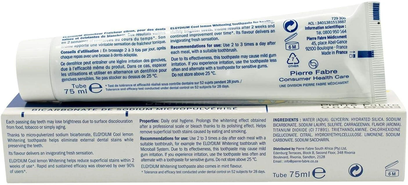 خمیر دندان سفید کننده الجیدیوم با طعم لیمو خنک ۷۵ میلی لیتر