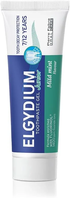 ژل خمیر دندان کودک الجیدیوم جونیور، نعناع شیرین، 50 میلی لیتر، محافظت از دندان برای کودکان 7 تا 12 سال
