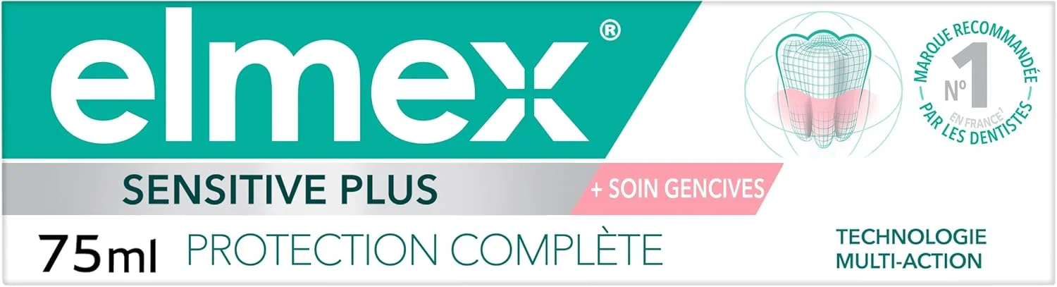 خمیر دندان محافظ کامل دندان های حساس Elmex Sensitive Plus حجم 75 میلی لیتر، محافظت در برابر دندان های حساس و تحریک لثه، معدنی سازی مجدد مینای دندان، جرم