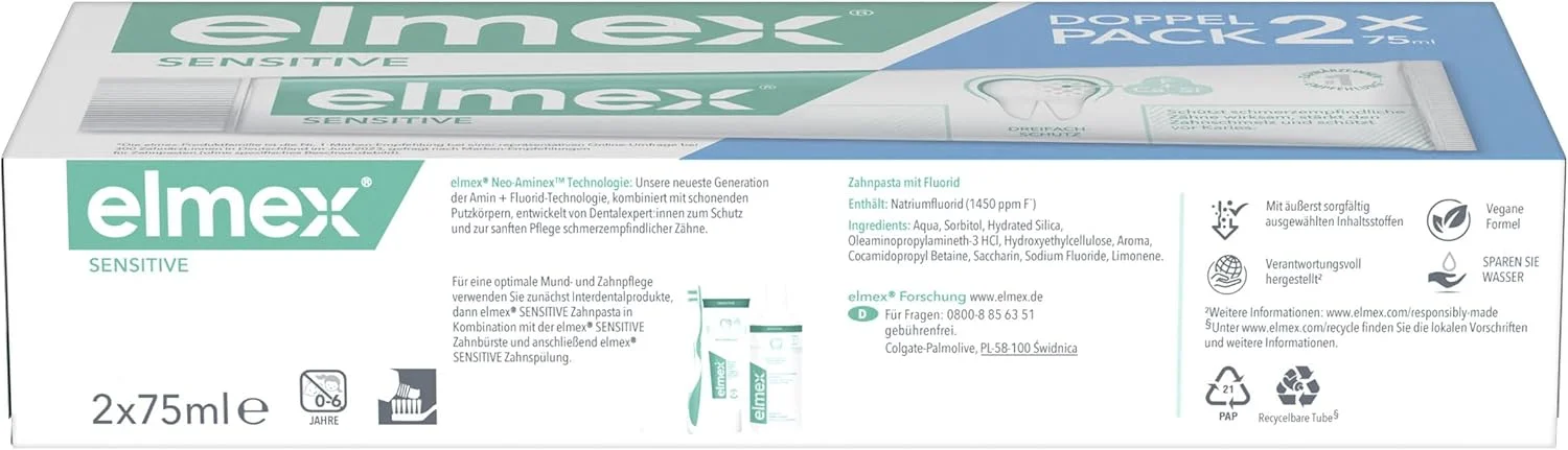 خمیر دندان المکس سنسیتیو 2 عدد 75 میلی لیتر - تمیز کردن ملایم دندان ها و محافظت از دندان های حساس به درد - از نظر بالینی برای دندان های قوی و در برابر پوسیدگی تست شده است خمیر دندان المکس سنسیتیو 2 عدد 75 میلی لیتر - تمیز کردن ملایم دندان ها و محافظت از دندان های حساس به درد - از نظر بالینی برای دندان های قوی و در برابر پوسیدگی تست شده است