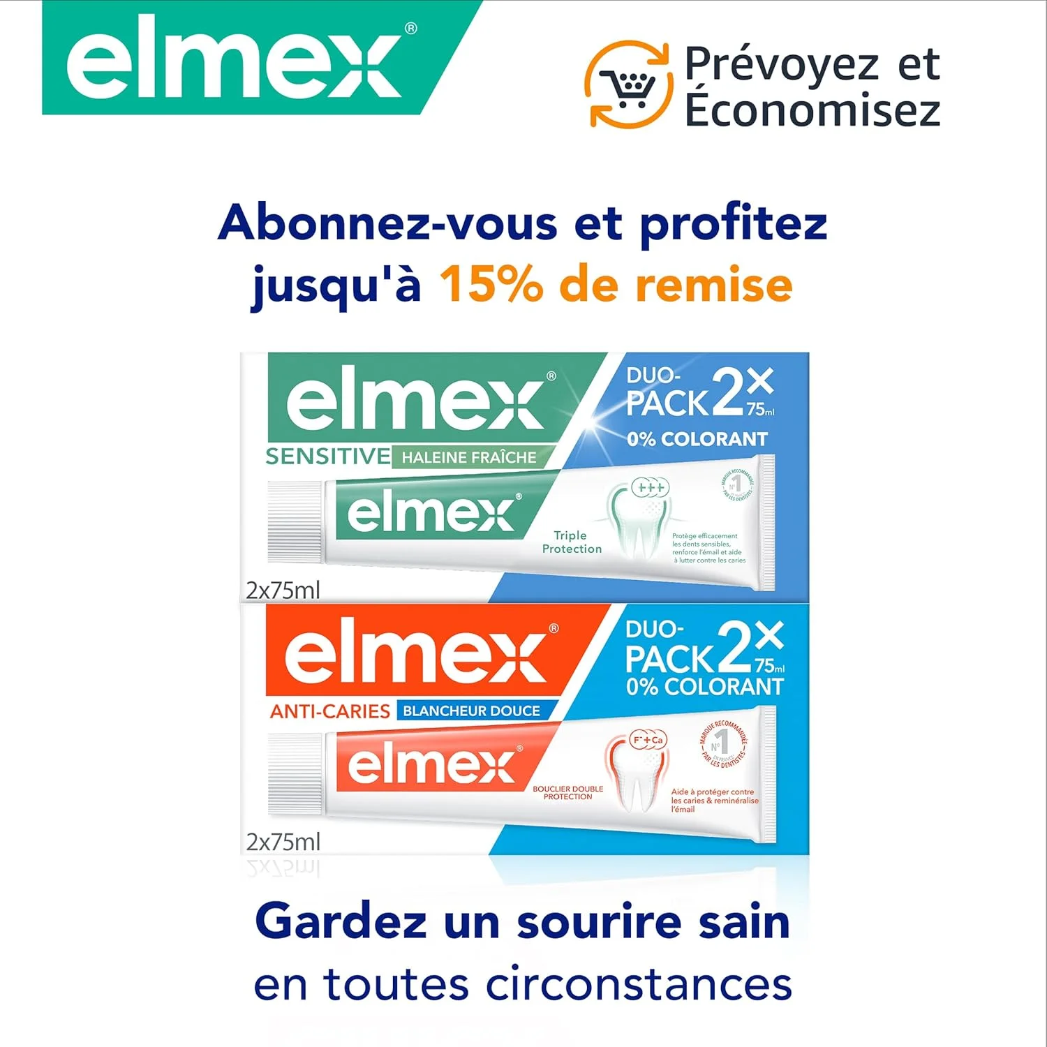 ELMEX - خمیر دندان سفید کننده ملایم ELMEX بدون رنگ - پوسیدگی دندان - دندان های حساس لثه های دردناک محافظ مینای دندان - 2 عدد 75 میلی لیتر ELMEX - خمیر دندان سفید کننده ملایم ELMEX بدون رنگ - پوسیدگی دندان - دندان های حساس لثه های دردناک محافظ مینای دندان - 2 عدد 75 میلی لیتر