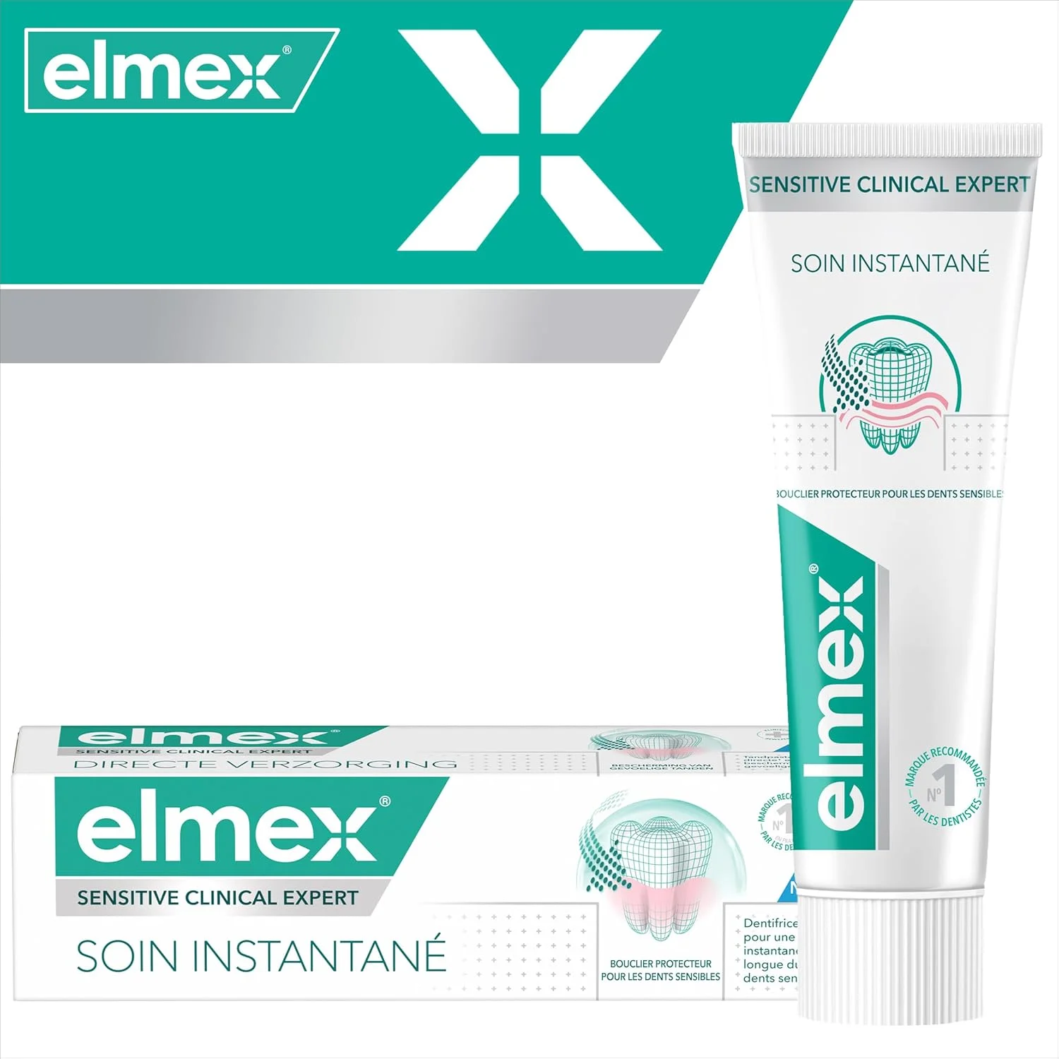 خمیر دندان فلوراید مراقبت فوری دندان های حساس ELMEX - محافظت طولانی مدت برای دندان های حساس - عملکرد در 1 دقیقه - از نظر بالینی ثابت شده - تیوپ 75 میلی لیتری