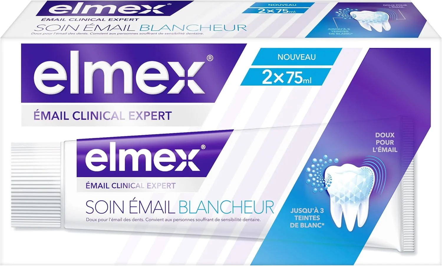 خمیر دندان تخصصی مینای دندان المکس - مراقبت از مینای دندان سفید - محافظت از مینای دندان و جلوگیری از پوسیدگی دندان - تا 3 درجه سفیدی - 2 عدد 75 میلی لیتر