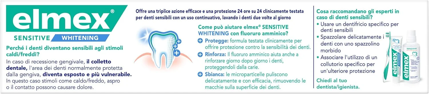 خمیر دندان سفید کننده دندان های حساس ELMEX، ۷۵ میلی لیتر، بسته ۱ عددی