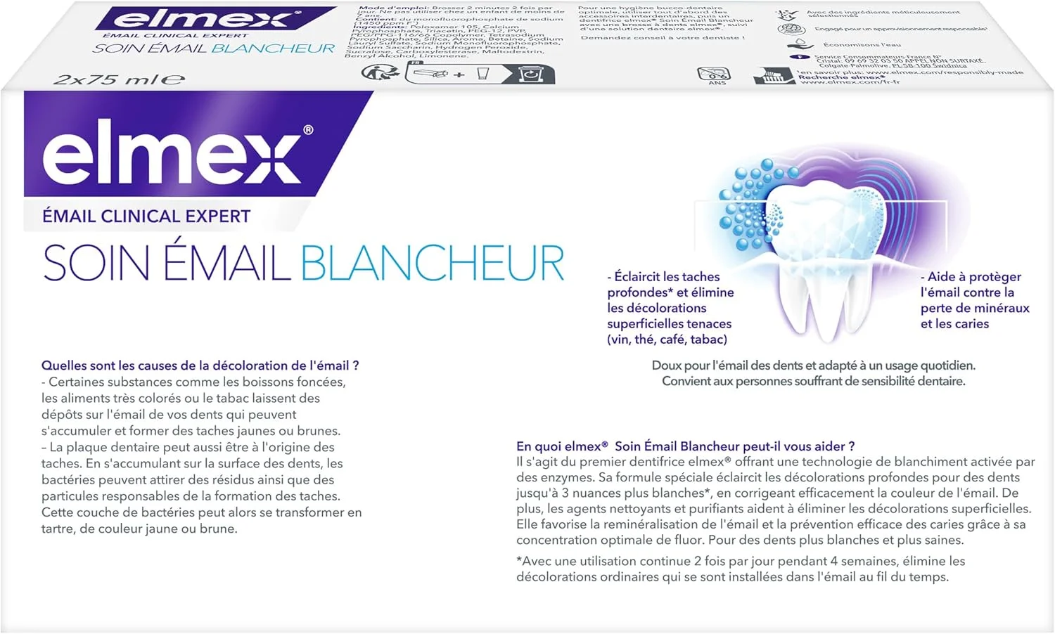 خمیر دندان تخصصی مینای دندان المکس - مراقبت از مینای دندان سفید - محافظت از مینای دندان و جلوگیری از پوسیدگی دندان - تا 3 درجه سفیدی - 2 عدد 75 میلی لیتر