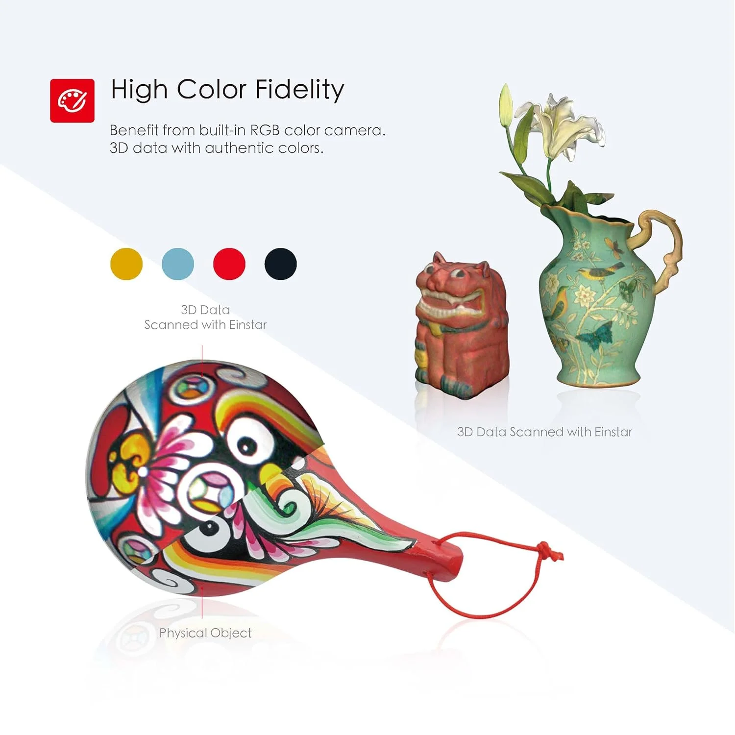 اسکنر سه بعدی دستی Shining3D [Einstar] با دوربین رنگی RGB داخلی، سرعت اسکن 14 فریم در ثانیه برای چاپ سه بعدی، مراقبت های بهداشتی، هنر