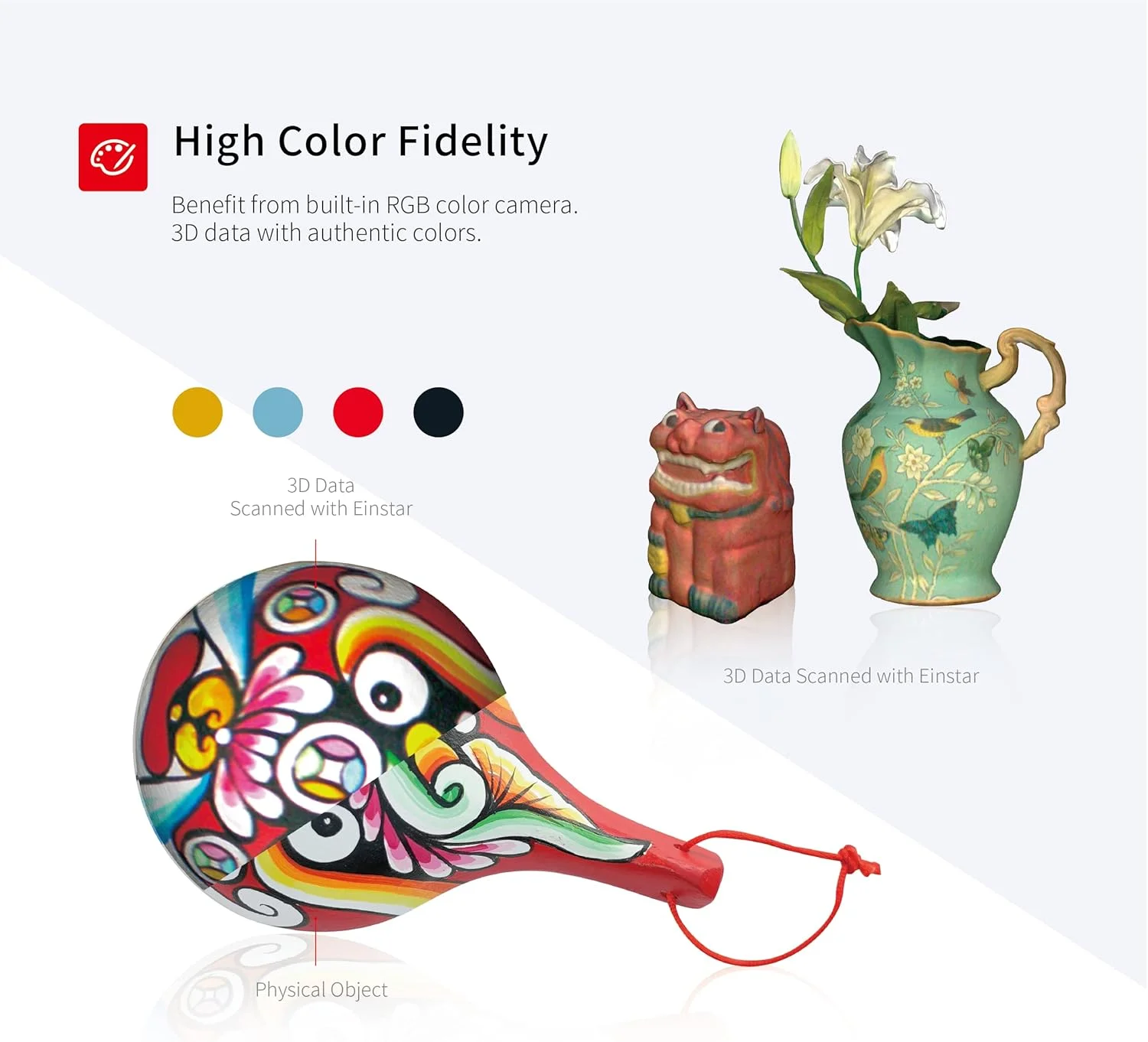 اسکنر سه بعدی دستی Shining 3D Einstar با فناوری پیشرفته جزئیات گرا، پشتیبانی از اسکن مو و بدن، سرعت اسکن تا 14 فریم در ثانیه، اسکنر سه بعدی جمع آوری داده با کیفیت بالا برای چاپگر سه بعدی